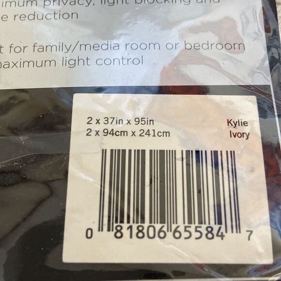 Kylie Blackout Grommet 2-Pc. Panel, 95" x 37". Ivory - Picture 5 of 6